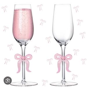 Pink Bow Champagne Flutes
